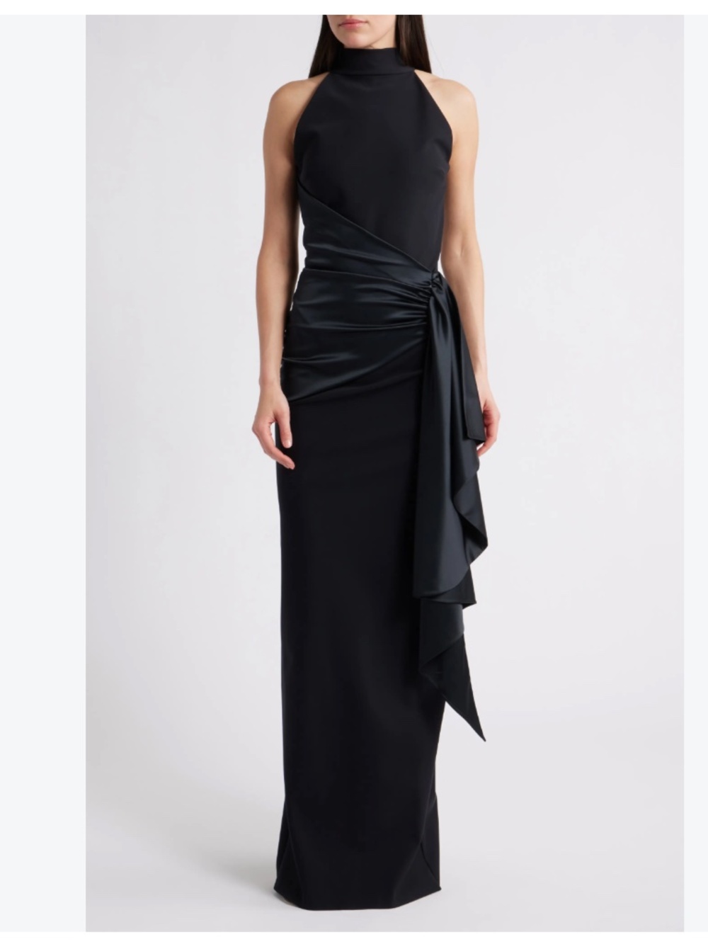 CHIARA BONI LA PETITE ROBE Gudairi Ra Draped Halter Column Gown In Black